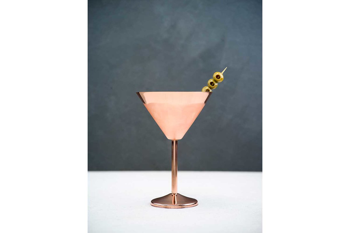 Verre à martini 35cl int. inox, ext. cuivre